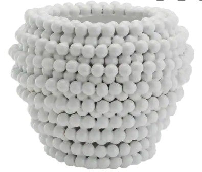 Pompom Vase/Planter, White