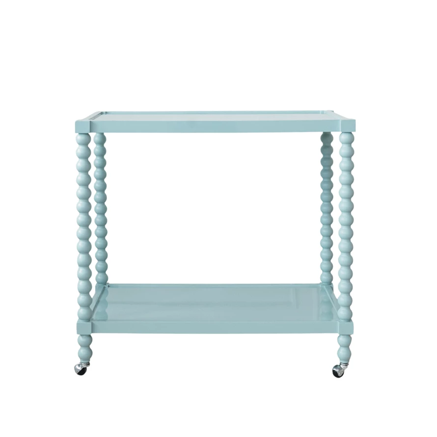 Lacquered 2-Tier Bar Cart, Light Blue
