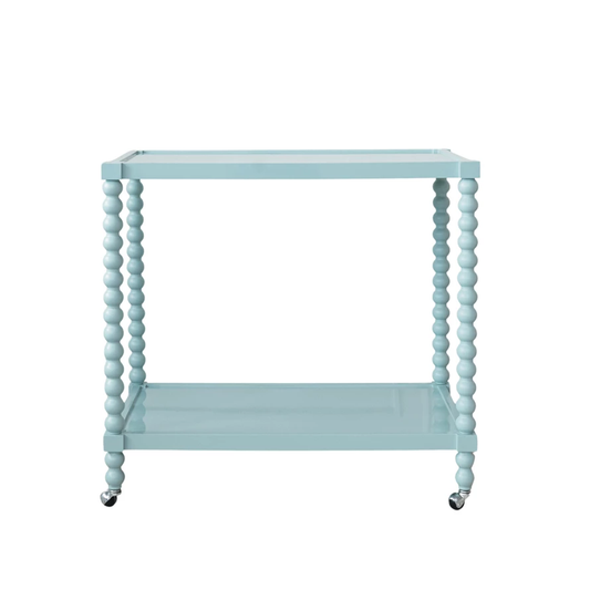 Lacquered 2-Tier Bar Cart, Light Blue