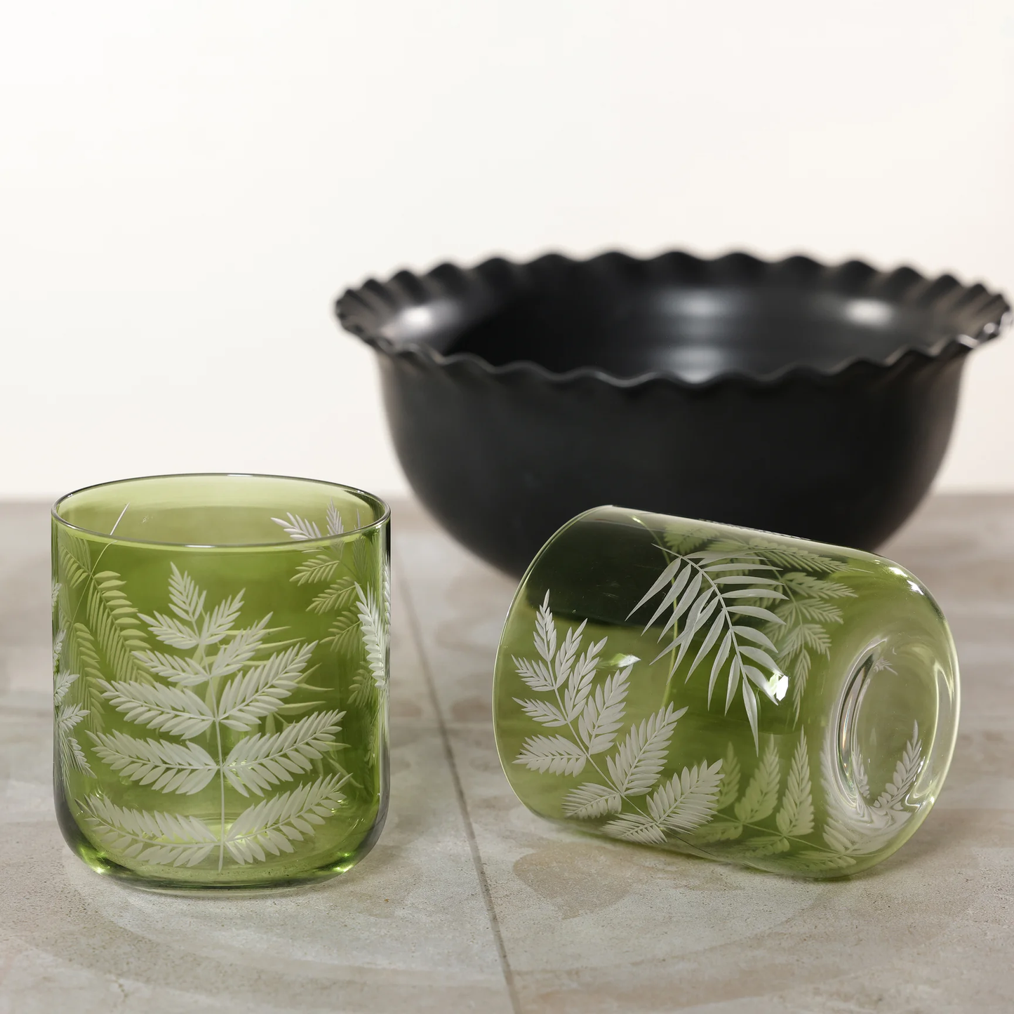 Fern Leaf Rocks Glass, 13oz