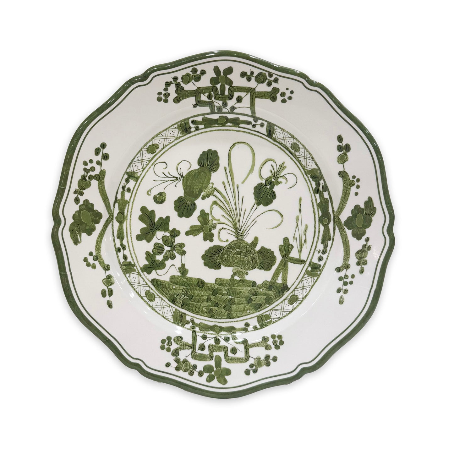 Green and White Salad Plate Melamine ~ Set of 4