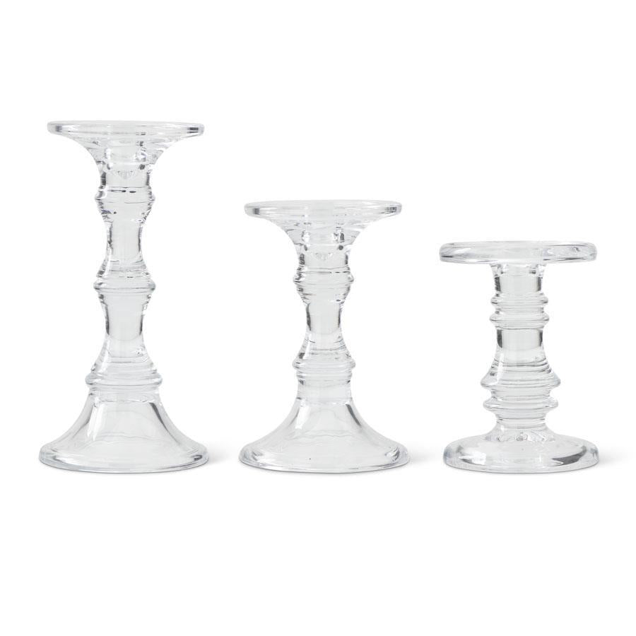 Glass Candleholder with Lumiinara Candle, 9.25"
