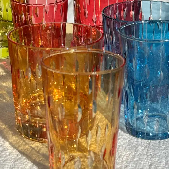 Set of 6 Tea Glasses Carved Little Drops