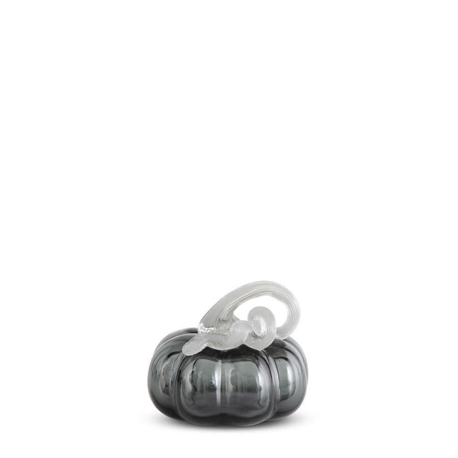 Swirl Grey Glass Pumpkin, 3.25"