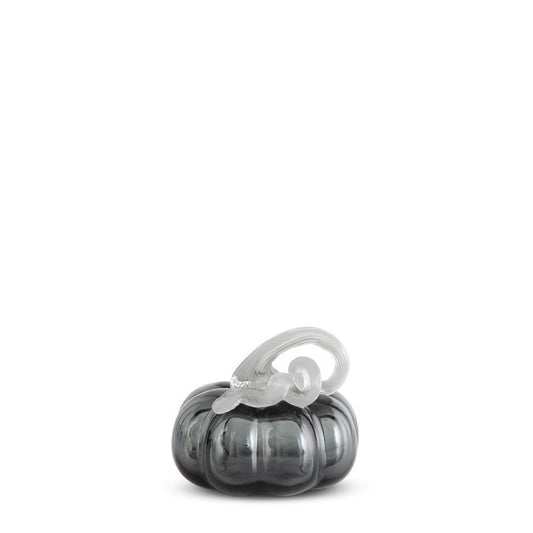 Swirl Grey Glass Pumpkin, 3.25"