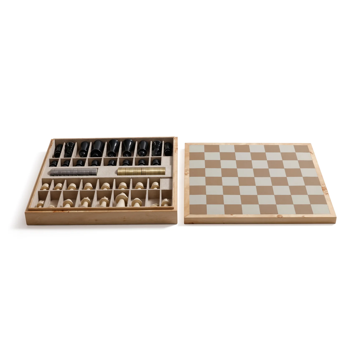 Chess & Checkers Set Burl Wood