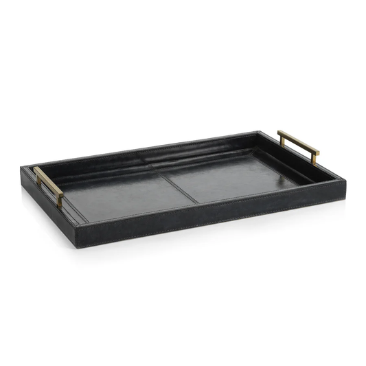 Savoy Blue Leather Tray, 22"x14"