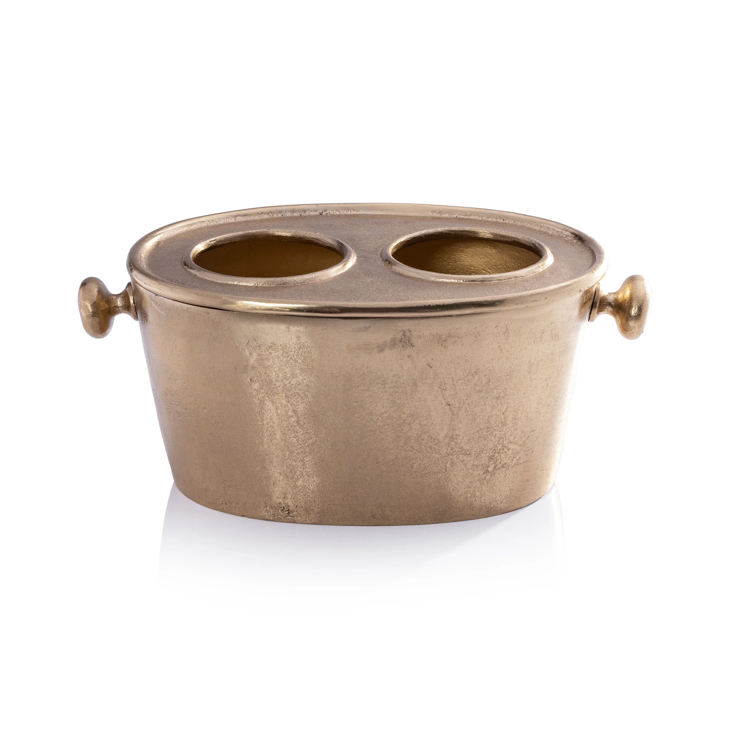 Gold Aluminum Two Bottle Wine Holder and Chiller 12.75 8.5