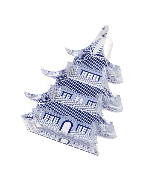 Acrylic Napkin Weight, Blue Pagoda