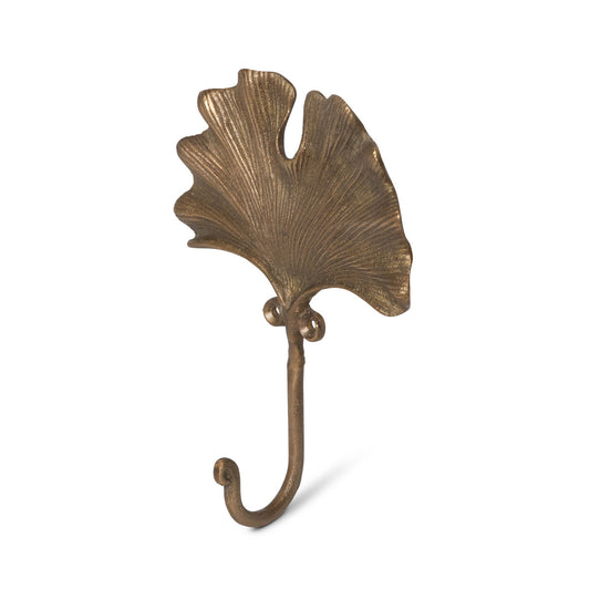 Ginkgo Leaf Hook Small Brass Finish