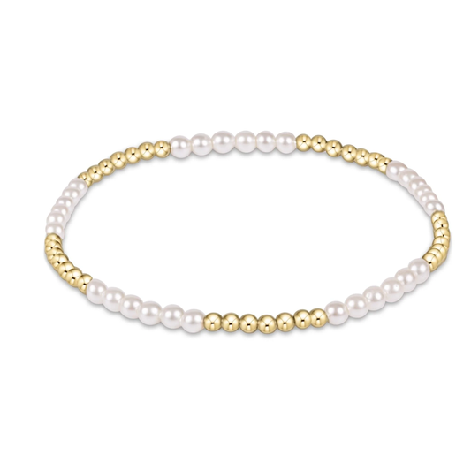 Classic Blissful Pattern 2.5mm Bead Bracelet 3mm Pearl