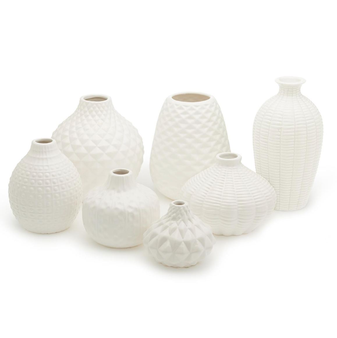 White Artisan Carvings Vase, Tall