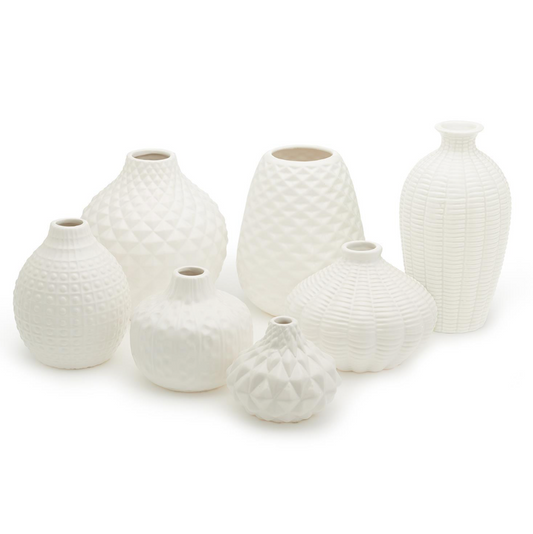 White Artisan Carvings Vase, Tall