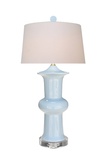 Palladian Blue Lotus Vase Lamp w/ Crystal Base 26.5 x 16