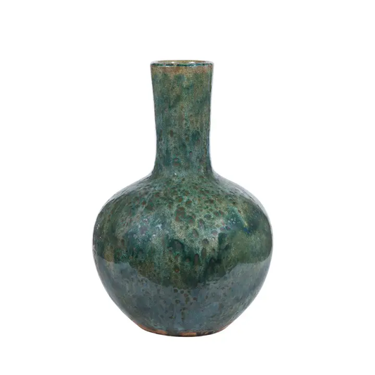 Speckled Globular Vase, Green
