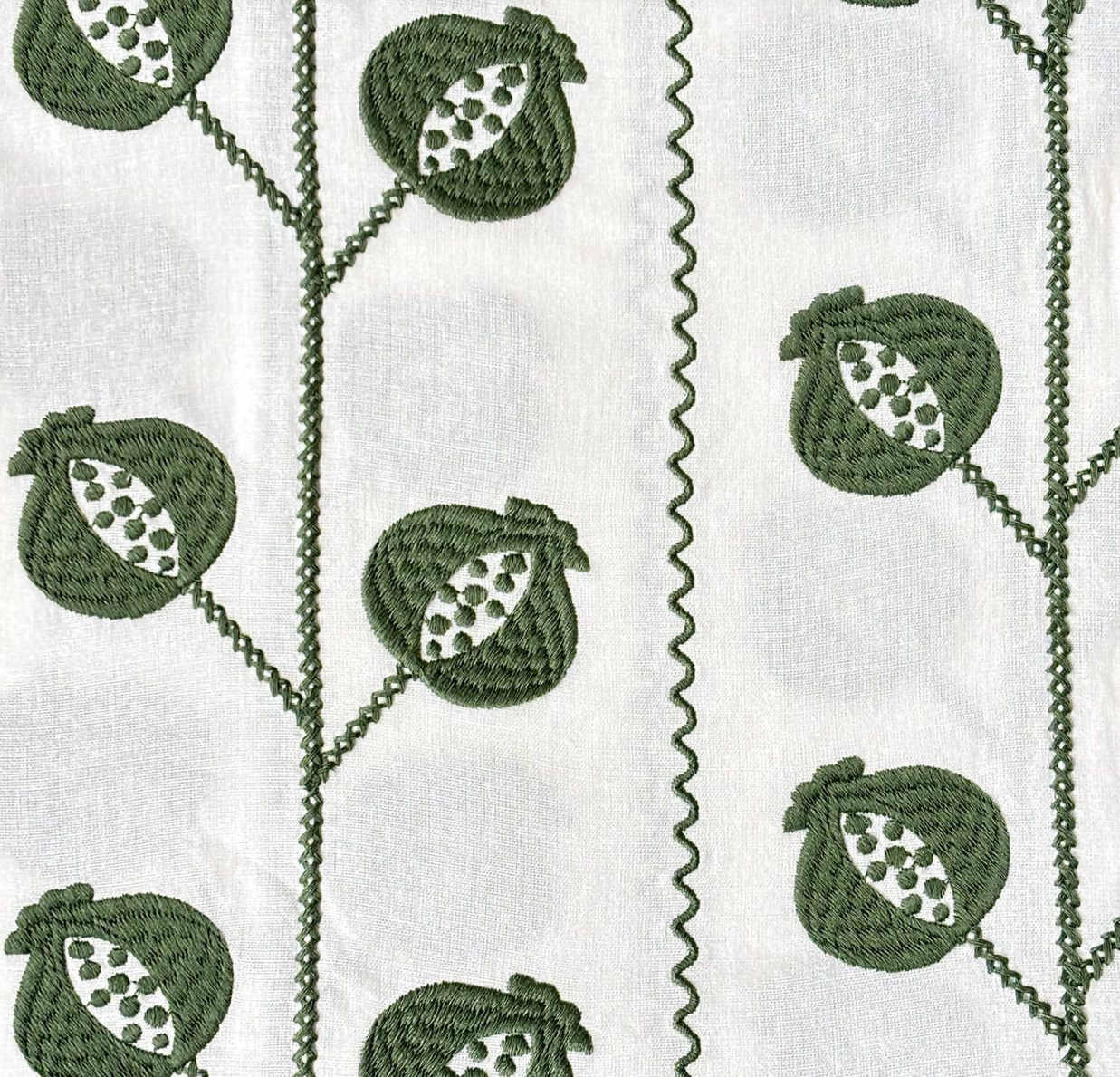 Pomegranate Crewel Green Tablecloth, 60x120