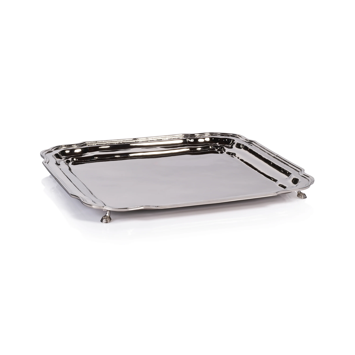 Alsace Elegant Brass Tray, Polished Nickel