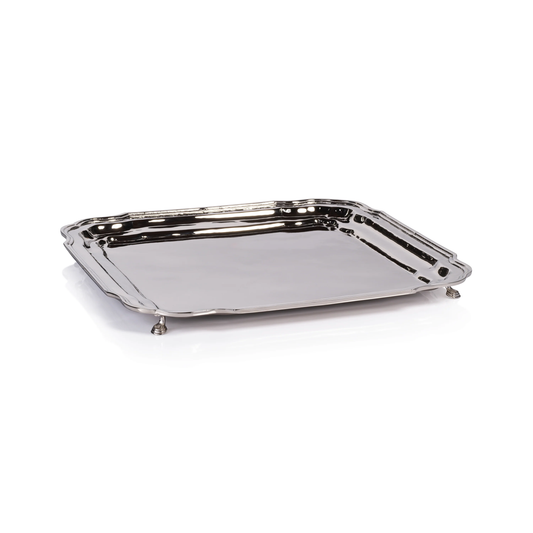 Alsace Elegant Brass Tray, Polished Nickel