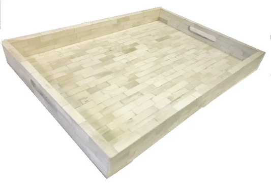 White Bone w/ Blue Inlay 12" X 18"