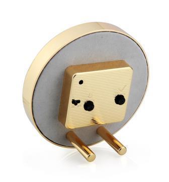 Round Alarm Clock White Emamel with Gold Plate Edge