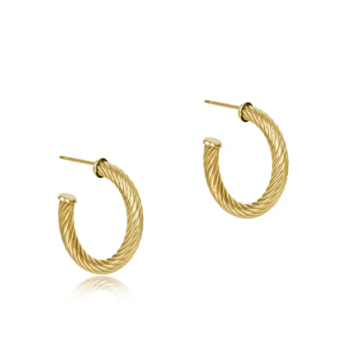 enewton Round Gold 1.125" Post Hoop 4mm Textured Twist