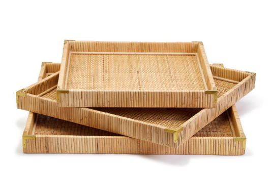 Natural Rattan 16 in. Square Tray