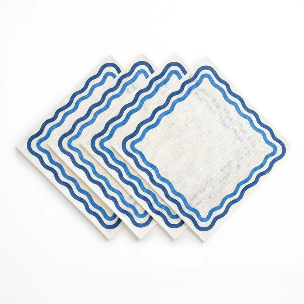 Blue Square Wave Placemat Set of 4