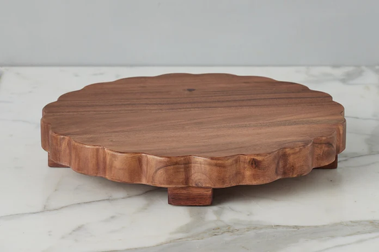15" Natural Scalloped Round Trivet, Cutting Board Large