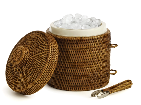 Insulatled Rattan Ice Bucket with Tongs