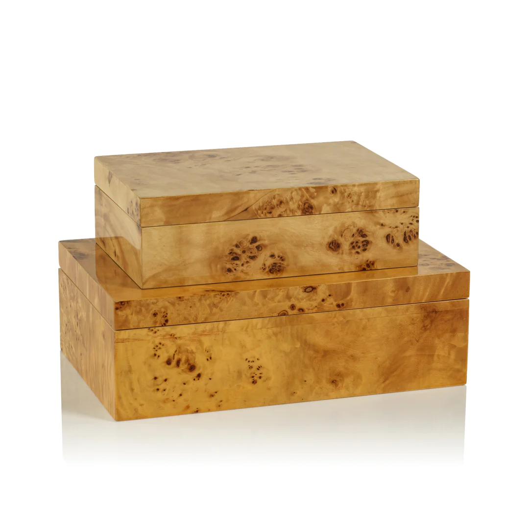 Leiden Burl Wood Box Large 10 x 6.5 x 3.25