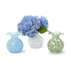 Spotted Ruffled Edge Vase Green