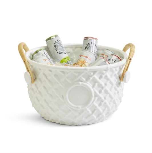 Faux Bamboo Party Bucket, White,