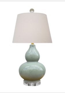 Double Gourd Celadon Lamp 24"