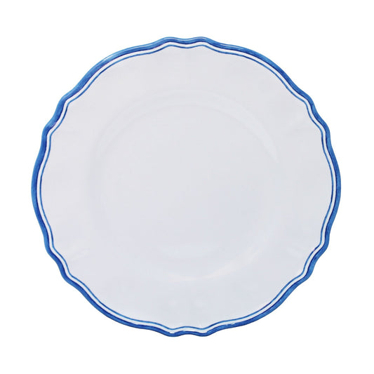 Maison Dinner Plate White w/ Blue Trim