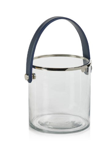 Laguna Glass, Nickel and Leather Ice Bucket by Zodax